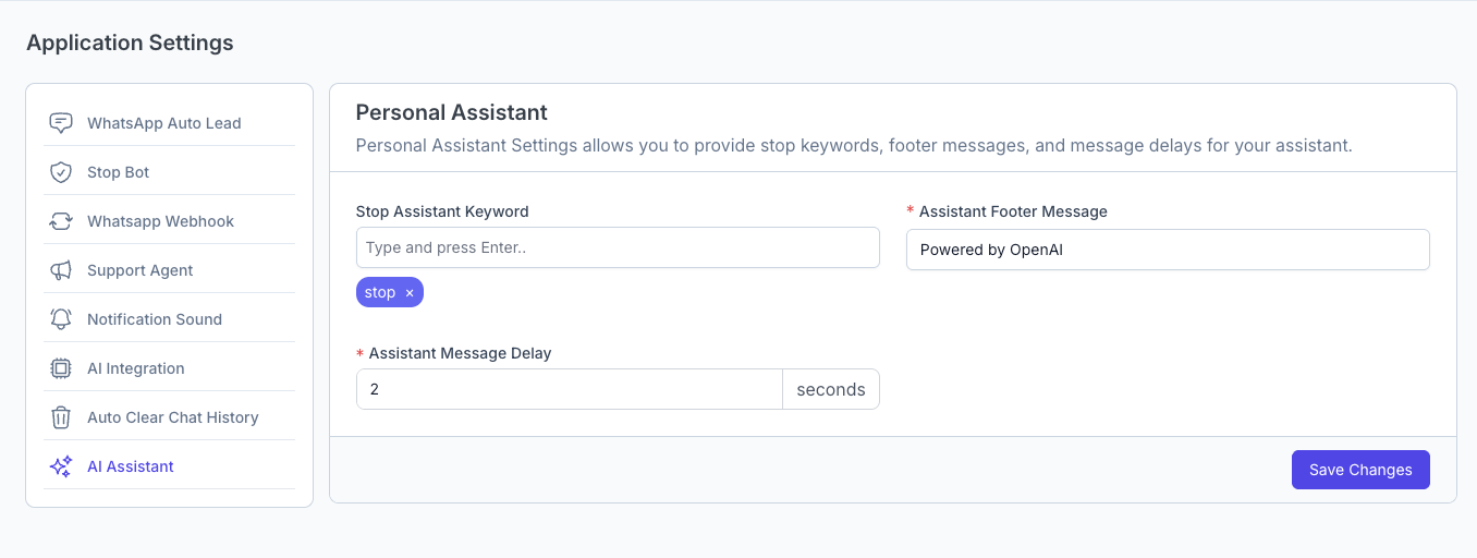 AI Assistant Settings