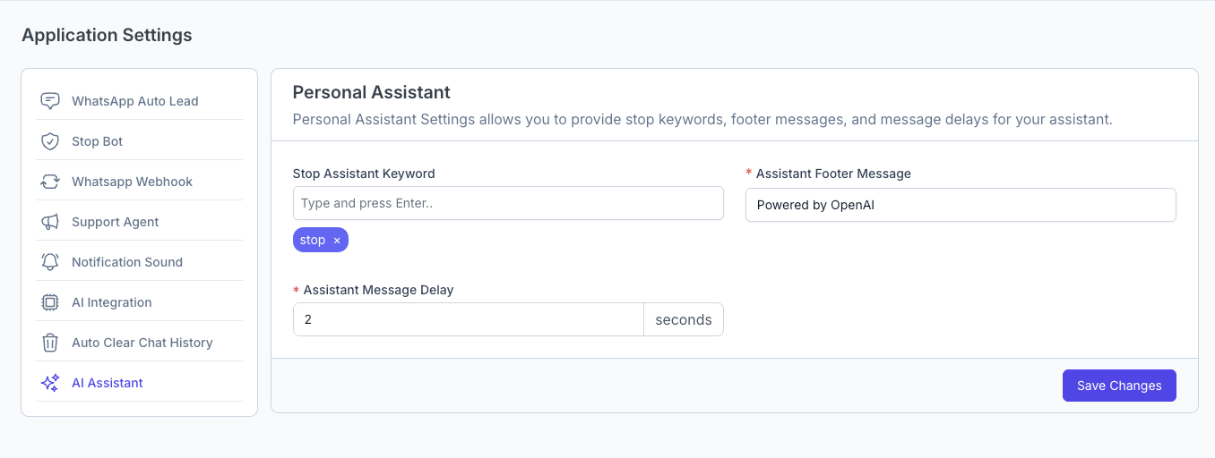 AI Assistant Settings