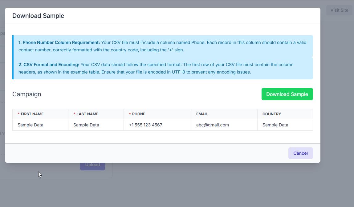 CSV Format Example