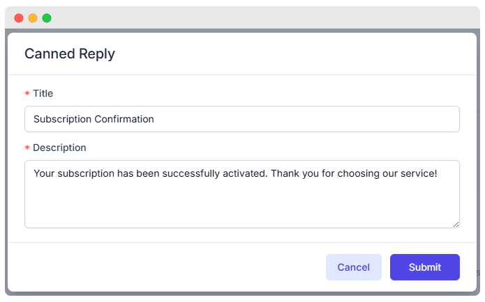 Add New Canned Reply