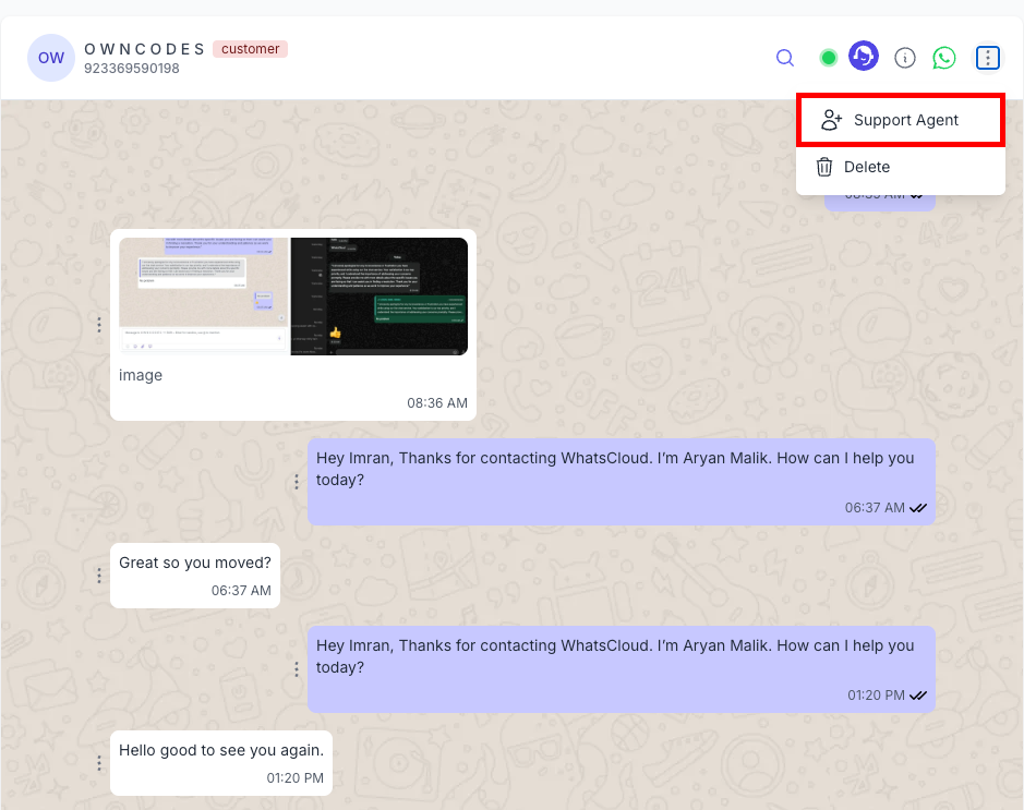 Support agent assign