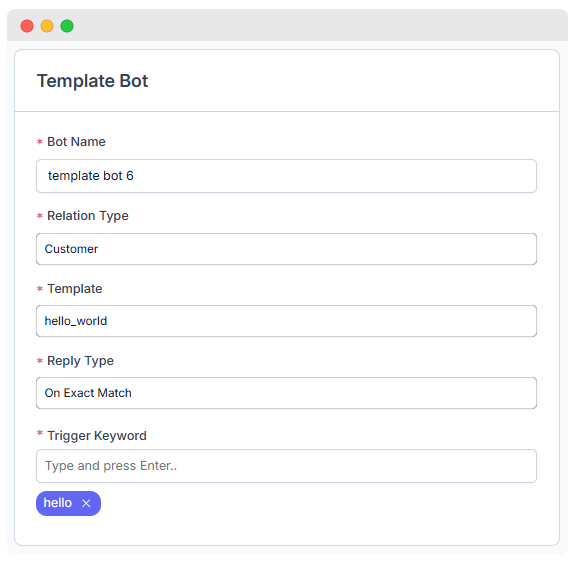 Create Template Bot Form
