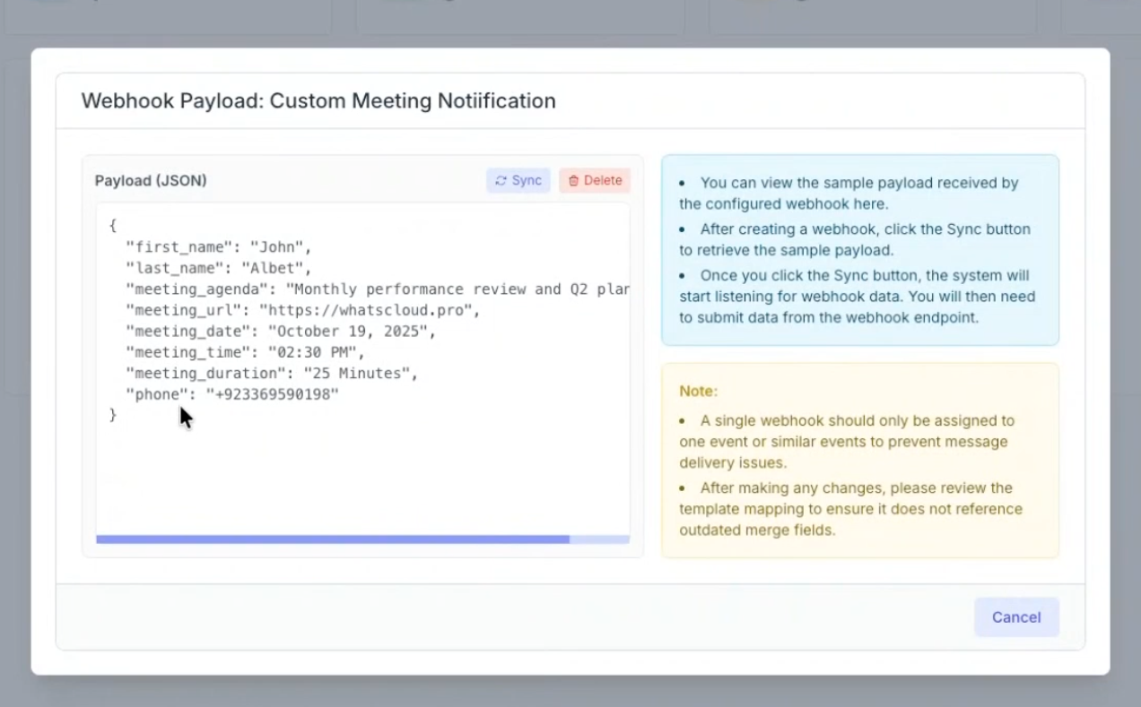 Webhook Payload Test Interface
