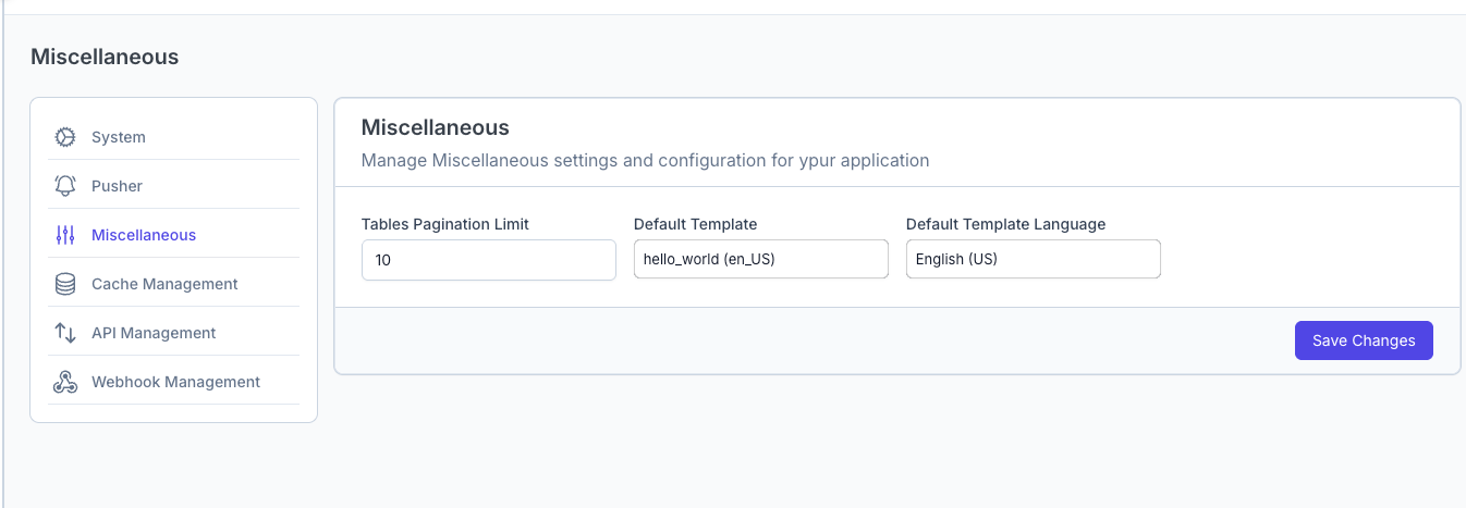 Miscellaneous Settings Overview