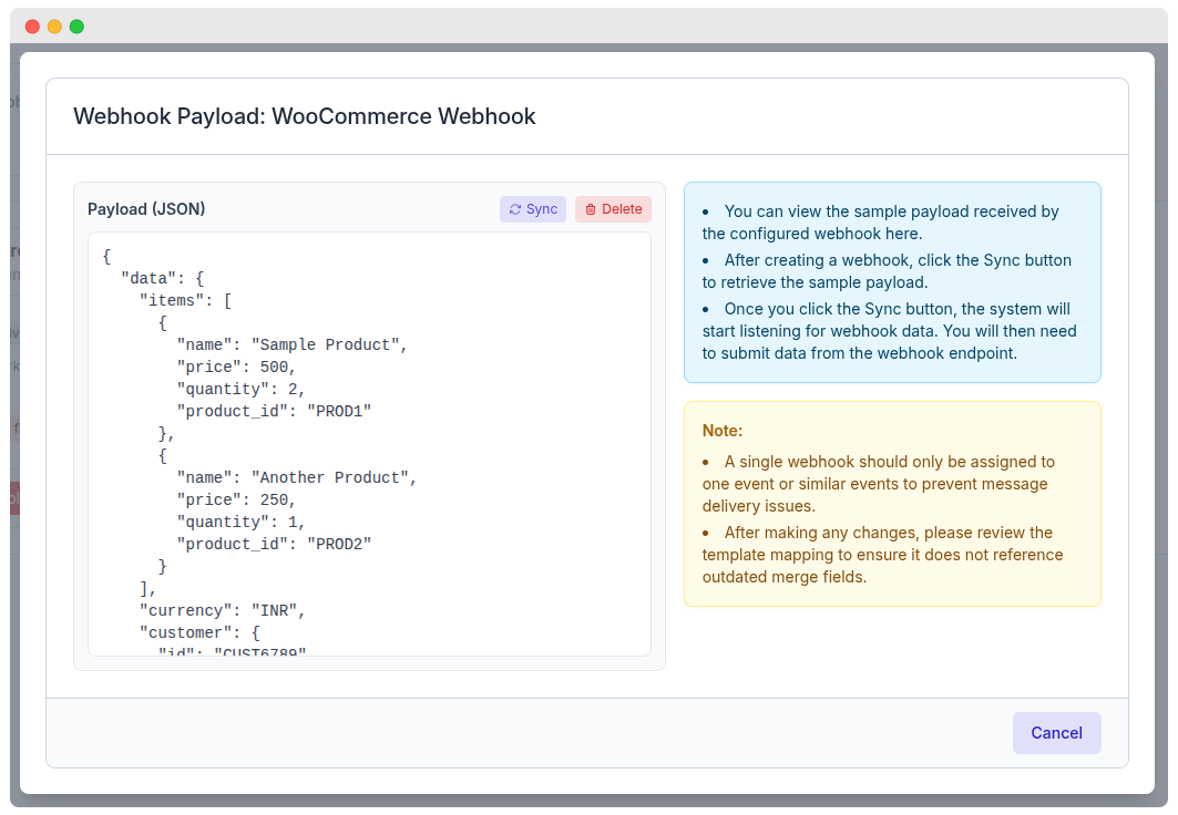 Webhook Payload Test Interface