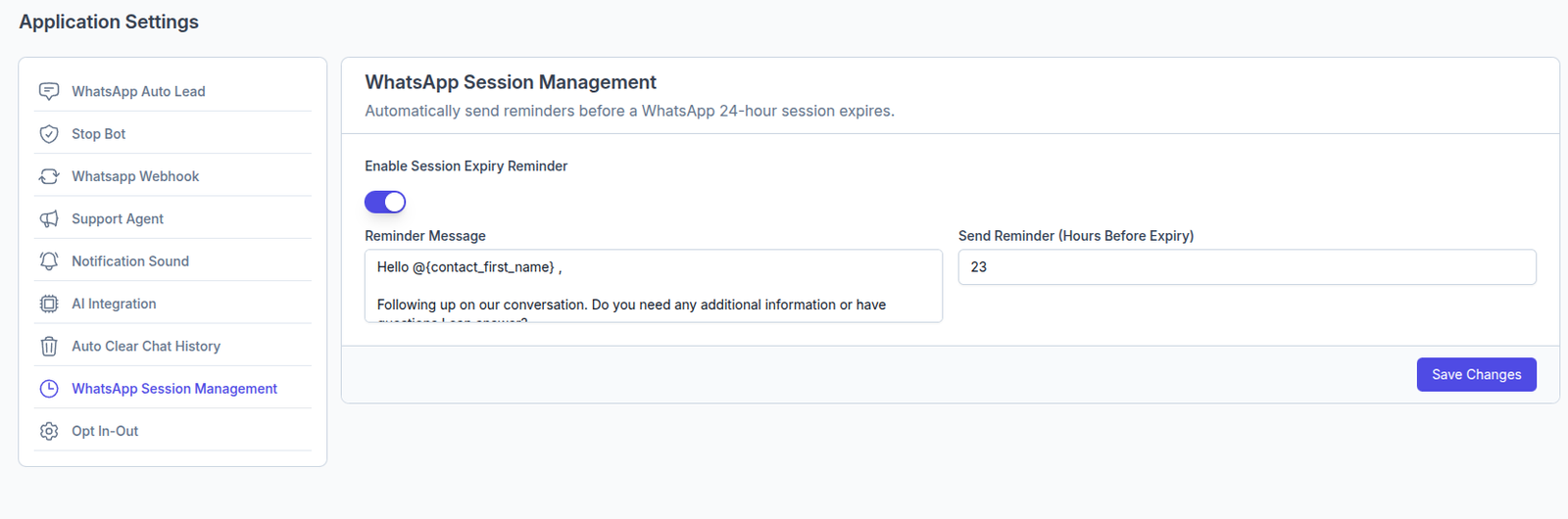 WhatsCloud Whatsapp Session Management Settings